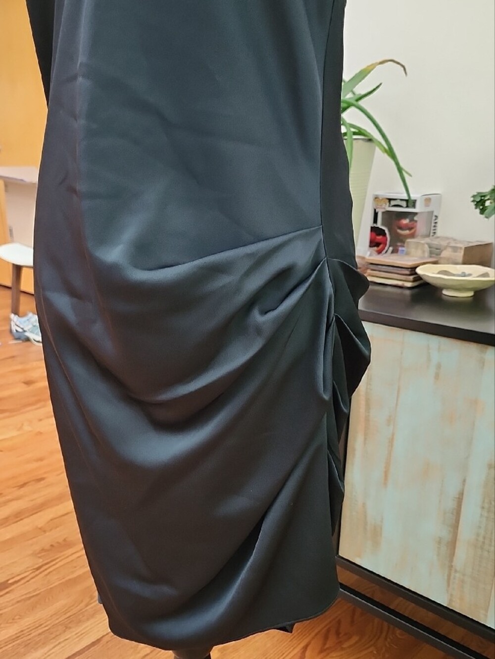 NWT Gianni Bini Peyton Ruched Satin Cowl Halter Dress Hunter Green - Picture 6 of 13